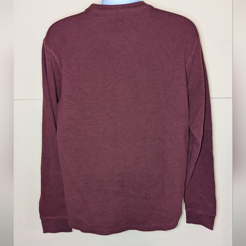 The Black Dog Thick Thermal Henley In Dark Red - Picture 3 of 8